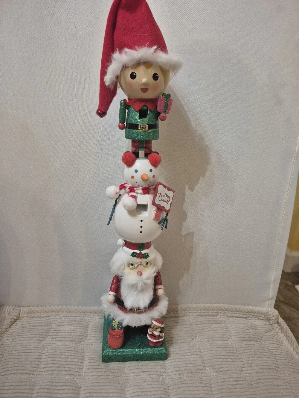 Festive Red and Green Stacked Holiday Nutcracker